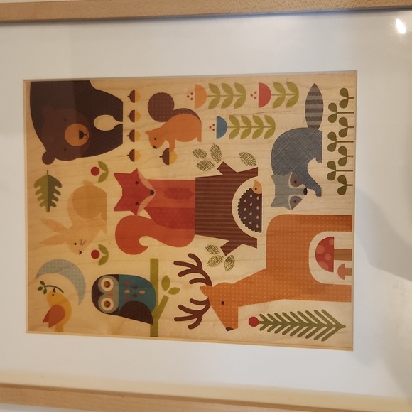 Petit Collage nursery decor animals printed on wood w/wood frame - Picture 2 of 5